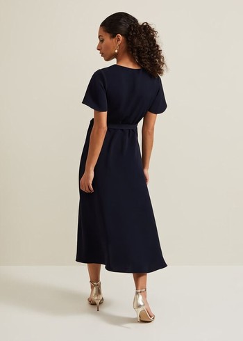 Phase Eight Petite Julissa Wrap Dress Navy USA | 3910475-XA